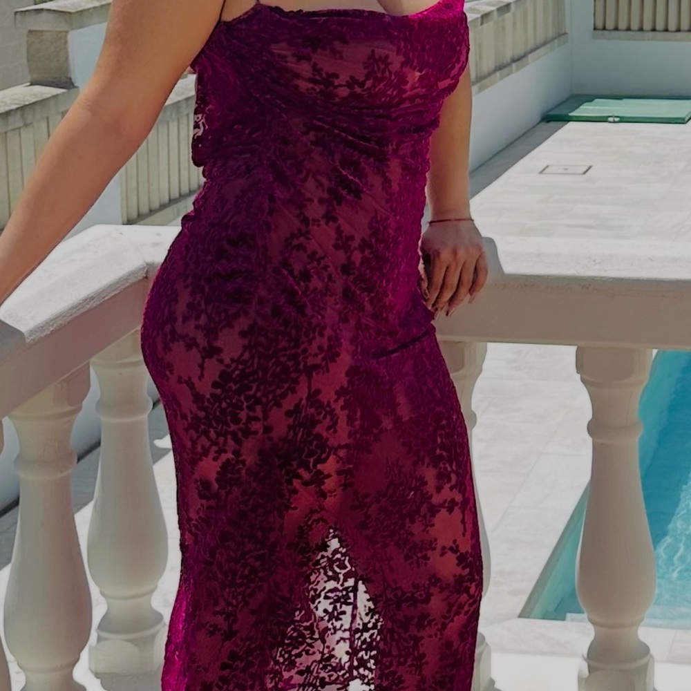 House of CB Burgundy Lace Midi Dress